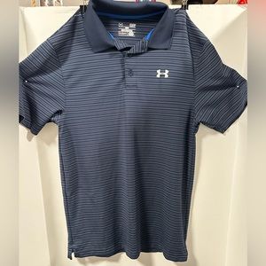 Under Armour men’s polo/golf shirt navy/gray stripe size small